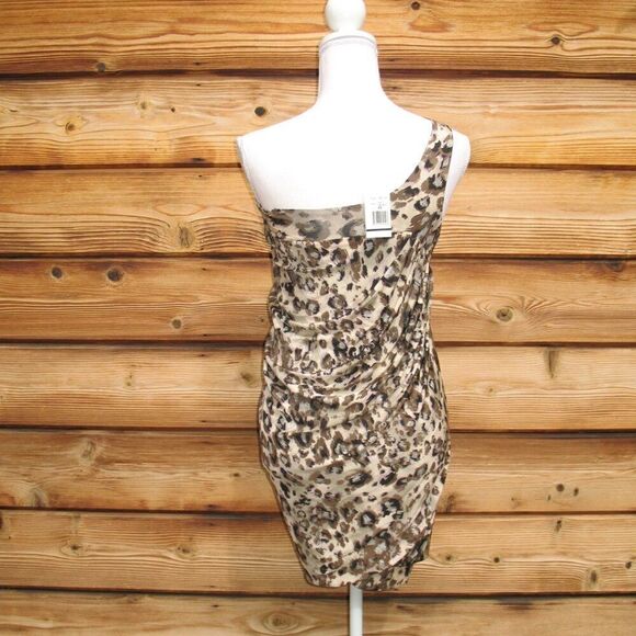 NWT Alexia Admor One Shoulder Gold Leopard Mini Dress - Picture 7 of 12